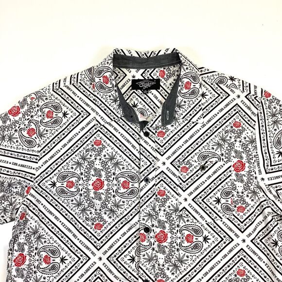 Eighty Eight Mens Sz XL Marijuana Cannabis Collared Shirt White Short Sleeve - Picture 2 of 10